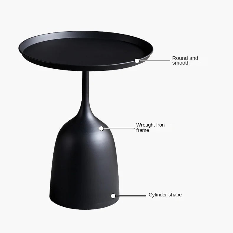 60 CM Iron Black Matte Side Table Coffee Table and Decorative Accent for Living Room Bedroom Home Decor - Medaid International