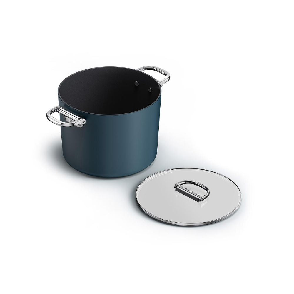 Space Folding Handle Ceramic Non-stick 25cm Blue Stock Pot & Lid - Medaid International