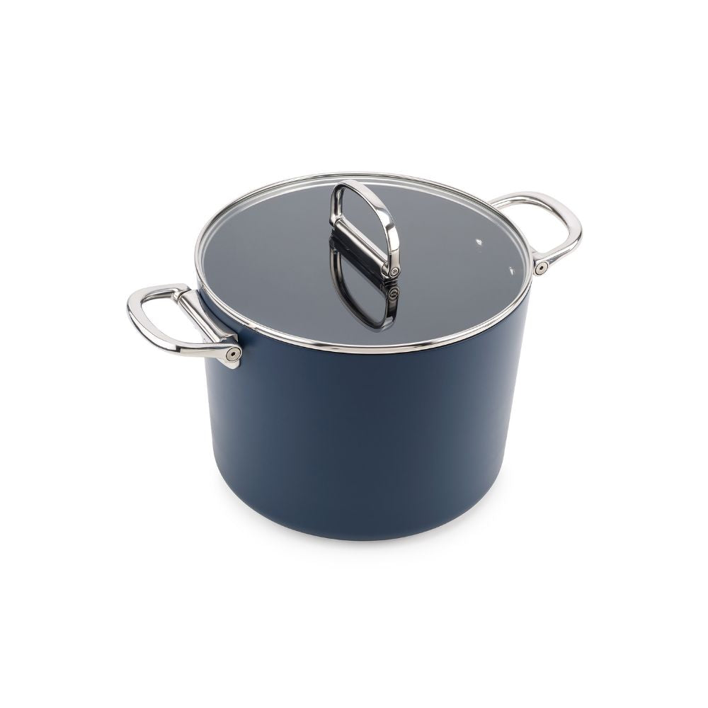 Space Folding Handle Ceramic Non-stick 25cm Blue Stock Pot & Lid - Medaid International