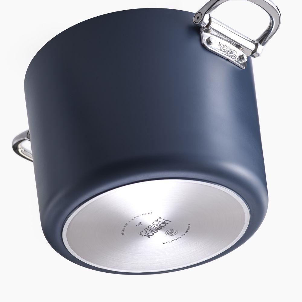 Space Folding Handle Ceramic Non-stick 25cm Blue Stock Pot & Lid - Medaid International