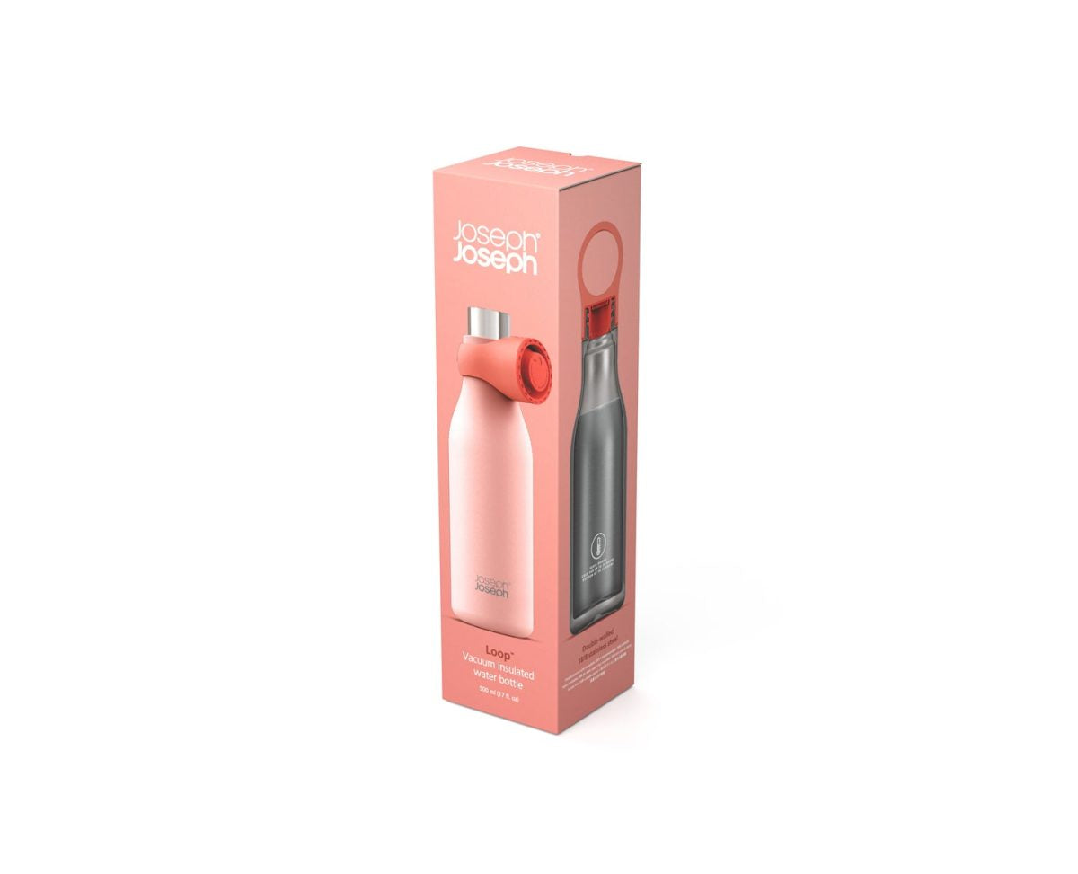 Joseph Joseph Loop™ 500ml Stainless-steel Vacuum Insulated Water Bottle Coral