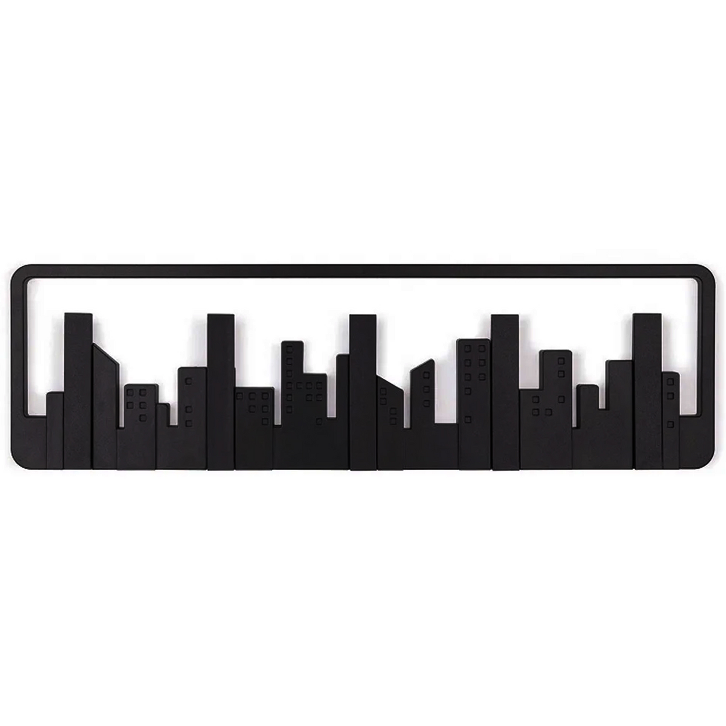 Wall-Mounted Coat Rack with Hooks - Key & Coat Holder (Black) - Medaid International