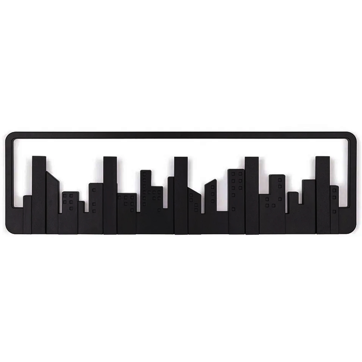 Wall-Mounted Coat Rack with Hooks - Key & Coat Holder (Black) - Medaid International