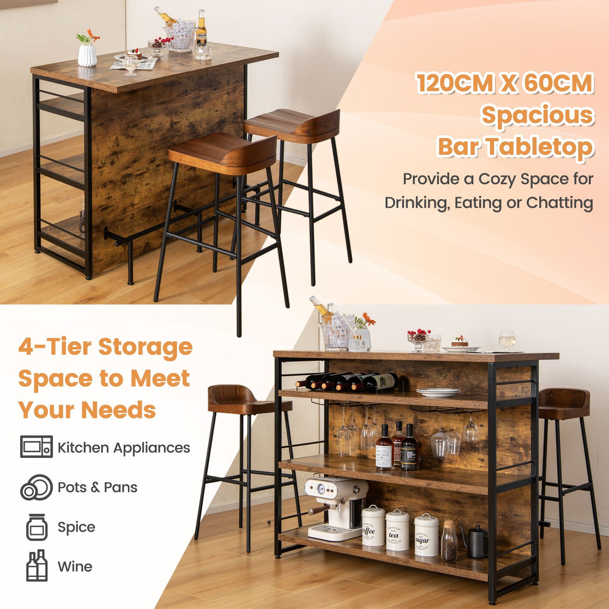 Costway Industrial Home Bar Unit