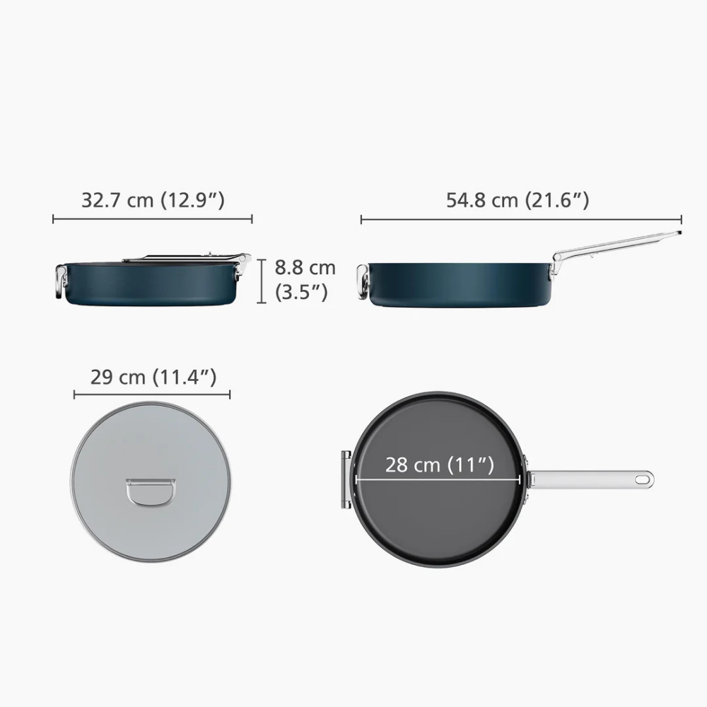 Joseph Joseph Space Folding Handle Ceramic Non-stick 28cm Blue Saute Pan & Lid