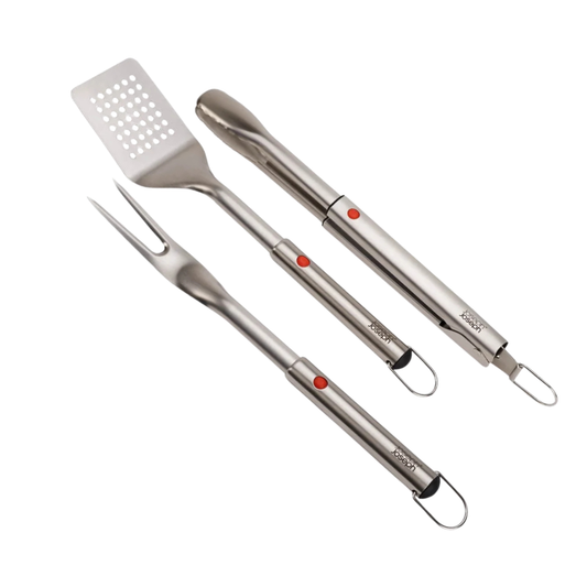 Joseph Joseph GrillOut 3-Piece Stainless-Steel BBQ Turner Tongs & Fork Set