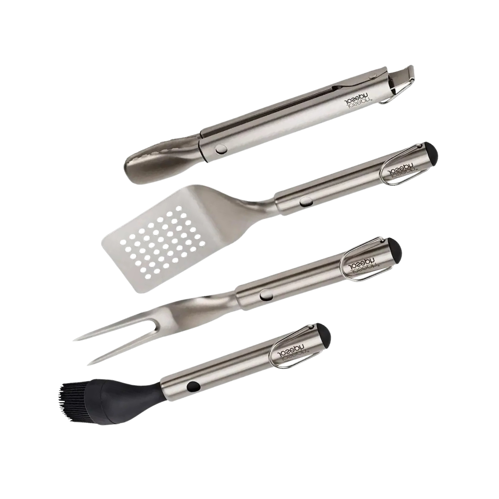Joseph Joseph GrillOut 4-Piece Stainless-Steel BBQ Utensil Set with Storage Case