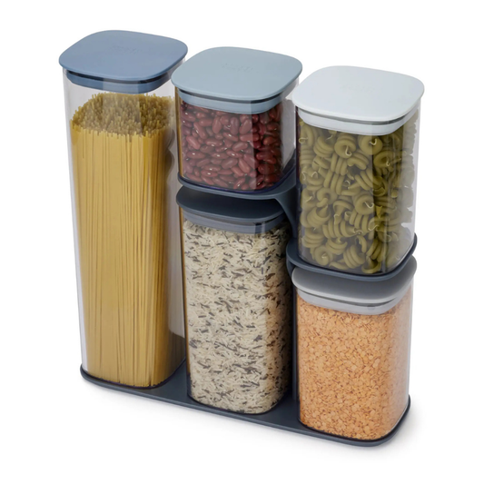 Joseph Joseph Innovative Podium 5 Piece Storage Jar Set with Stand Sky
