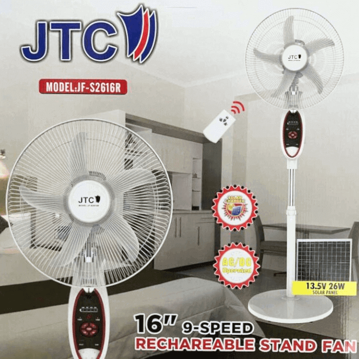 JTC™ Rechargeable Solar Powered Fan | 3-in-1 - Medaid International