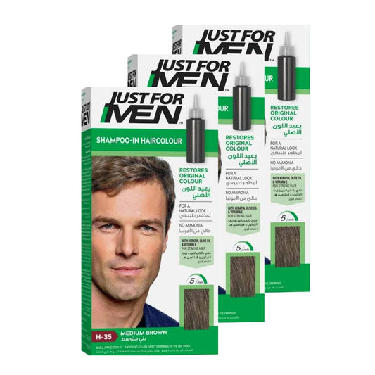 Just For Men x 3 Shampoo-in Color, Medium Brown H-35 - Medaid International