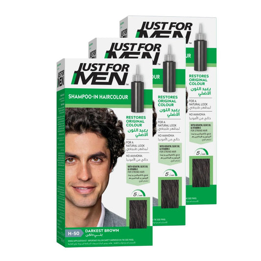 Just For Men x 3 Shampoo-in color Darkest Brown H50 - Medaid International