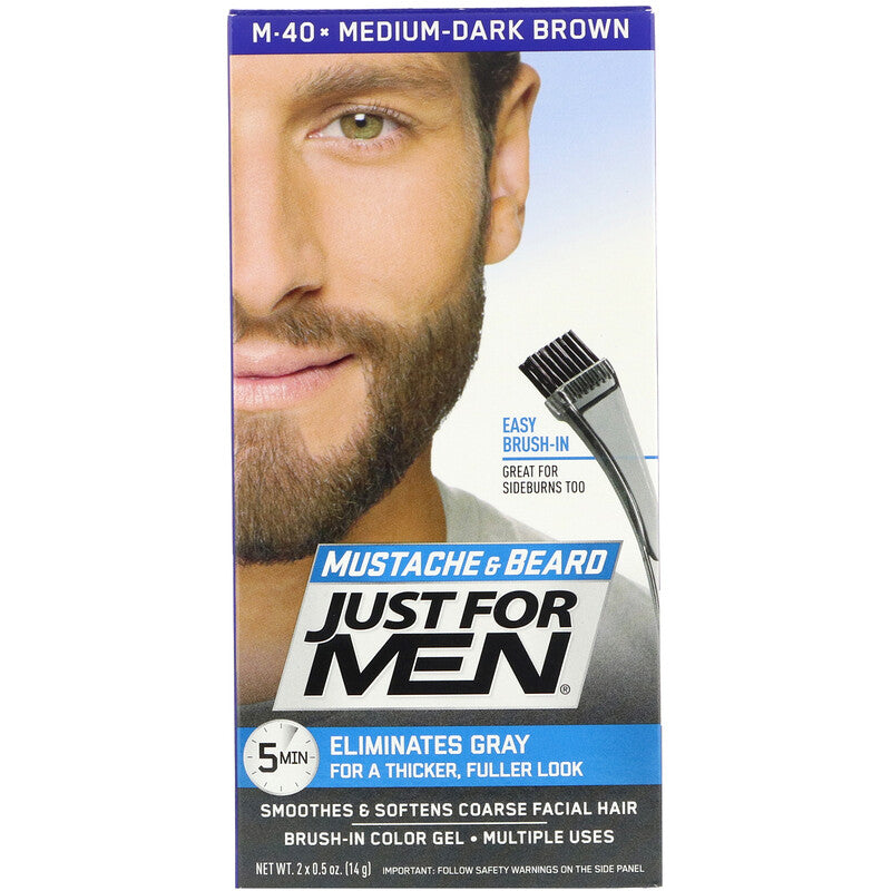 Just For Men Brush-In Color Gel Mustache and Beard, Medium-Dark Brown M-40