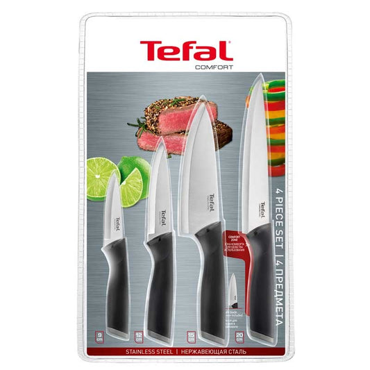 Tefal K221S475 Set of 4 Comfort Knives with Cover – 9 cm, 12 cm, 15 cm, 20 cm
