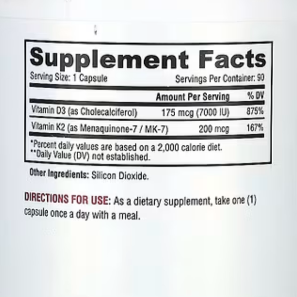 Metabolic Nutrition Vitamin D3 + K2 – 90 Capsules