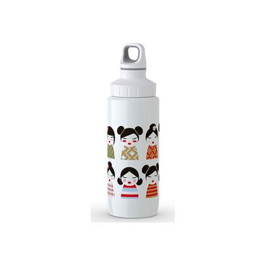 Tefal K3194612 Drink2Go Light Steel- Decor Geisha 0,6L White Screw Lid