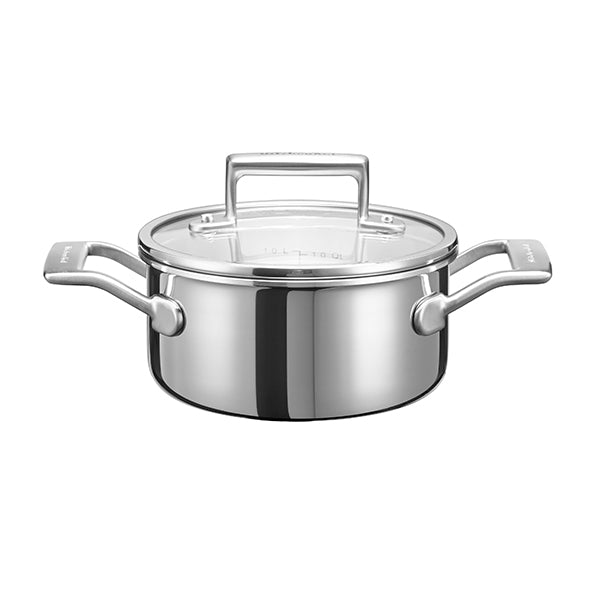 KITCHENAID STAINLESS STEEL CASSROLE WITH GLASS LID 18CM