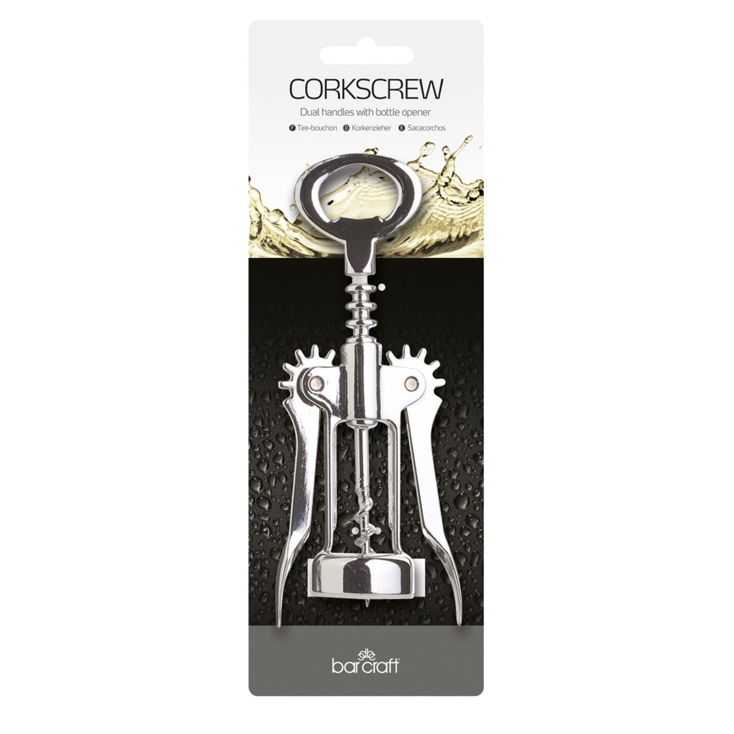 BarCraft Double Handled Chrome Wing Corkscrew - Medaid International