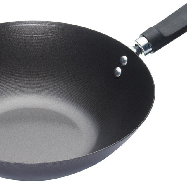 World of Flavours Oriental Carbon Steel Non-Stick Wok, 35.5cm - Medaid International