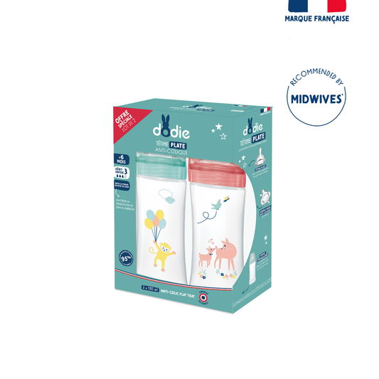 Dodie Box X2 Bottles Sensation+ Anti-Colic 330ml Garden Flat Teat Flow 3 - Medaid International