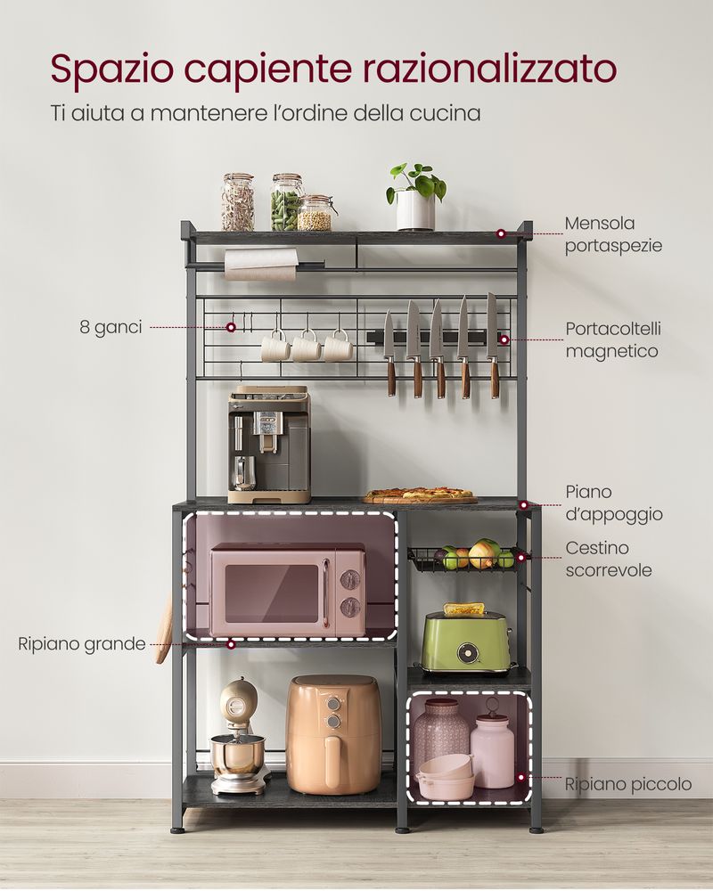 VASAGLE Kitchen Shelf with Magnetic Knife Holder
