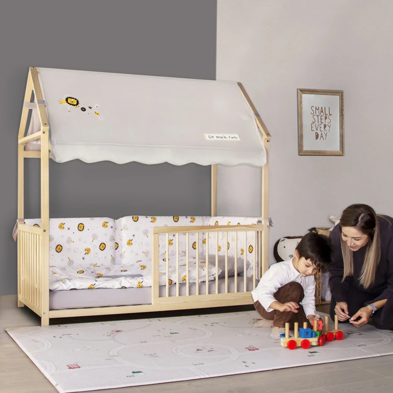 Kukka - Wooden Montessori Activity Bed - 70x140cm