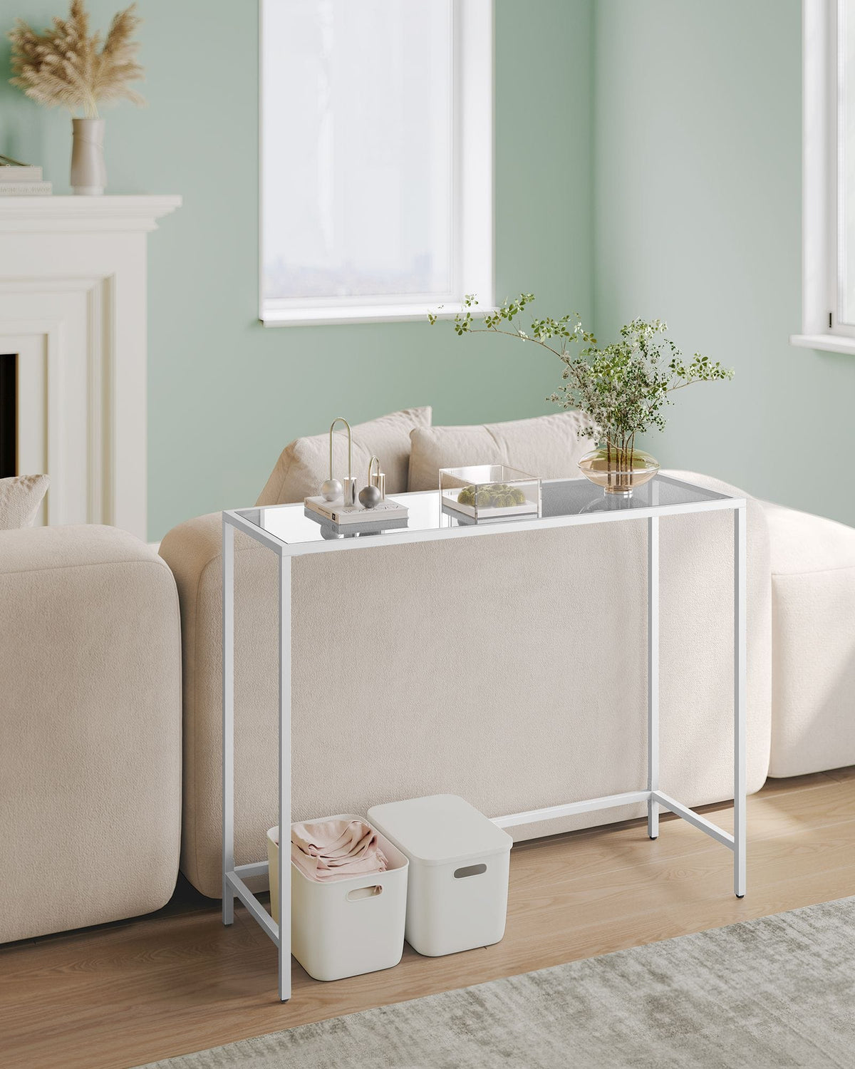VASAGLE Console table tempered glass table top LGT026W01