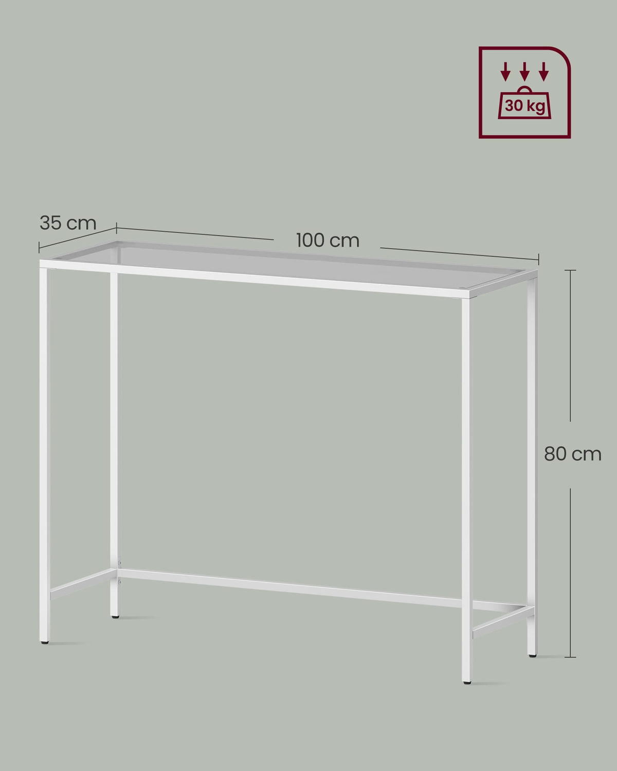 VASAGLE Console table tempered glass table top LGT026W01