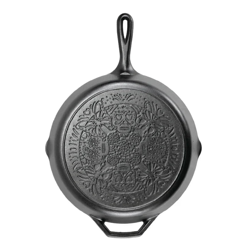 31 Cm Seasoned Cast Iron Butterfly Sugar Skull Skillet - Medaid International