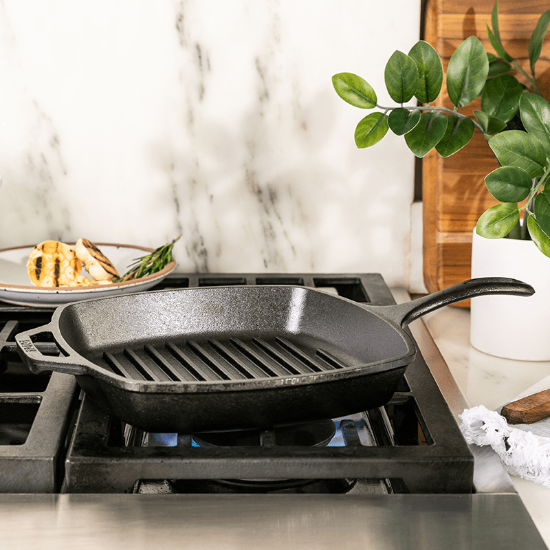 Grill Pan Square Cast Iron 26cm,  Black - Medaid International