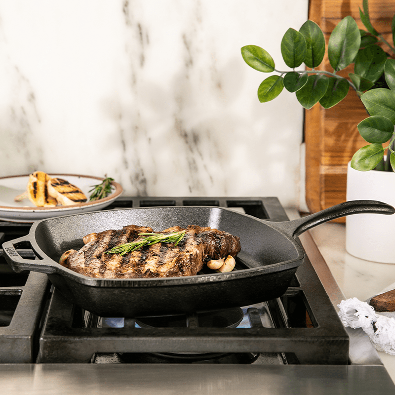 Grill Pan Square Cast Iron 26cm,  Black - Medaid International