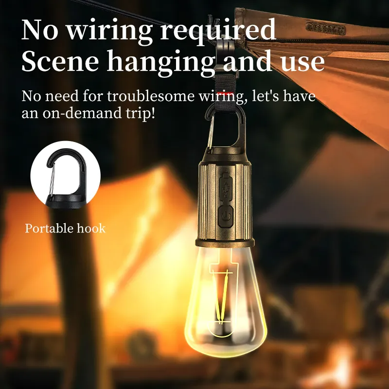 Portable Camping Lamp 600mAh LED with Hanging Portable Lighting Type C Charging Waterproof - Medaid International