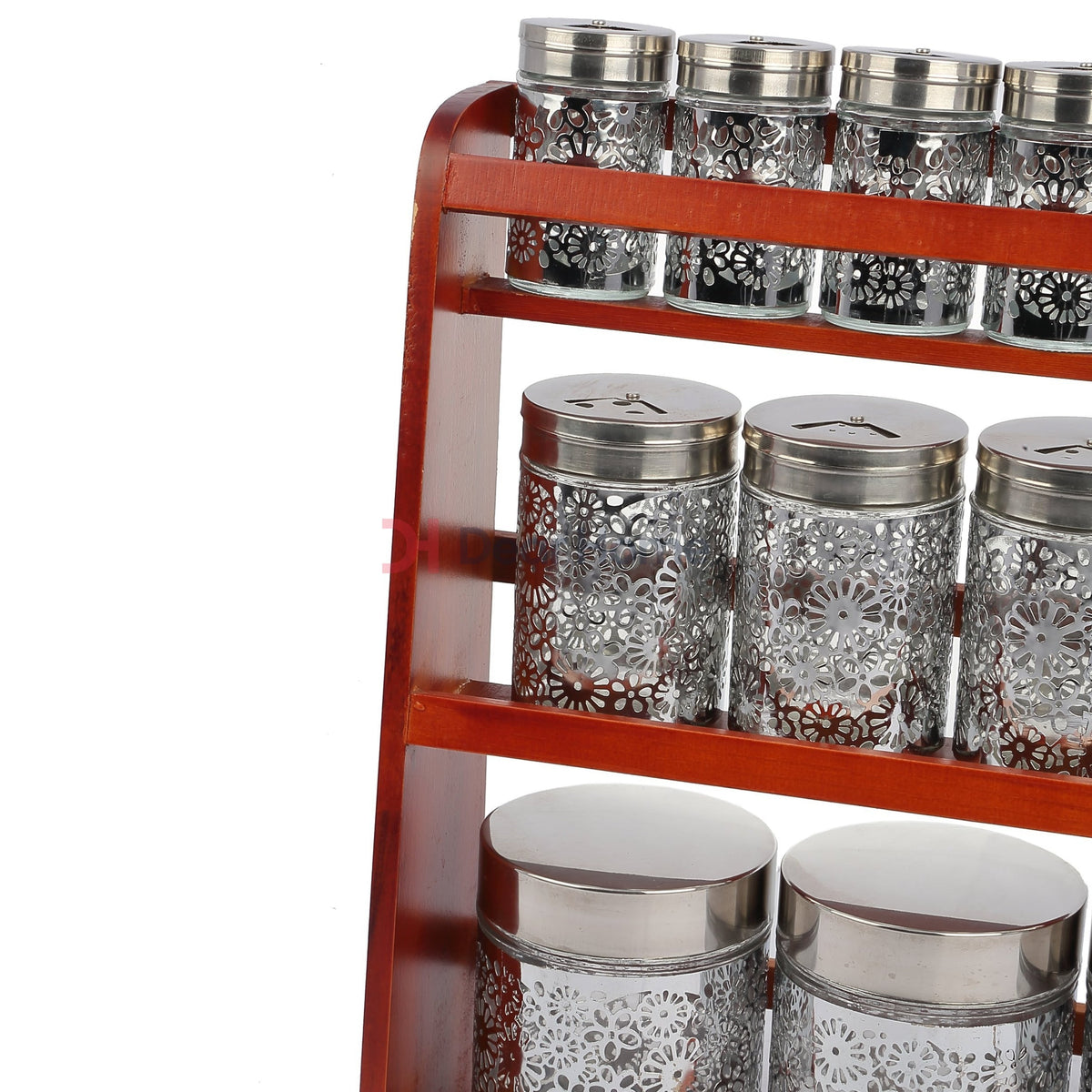 SS Flower 13Pcs Spice Set + Wood Stand