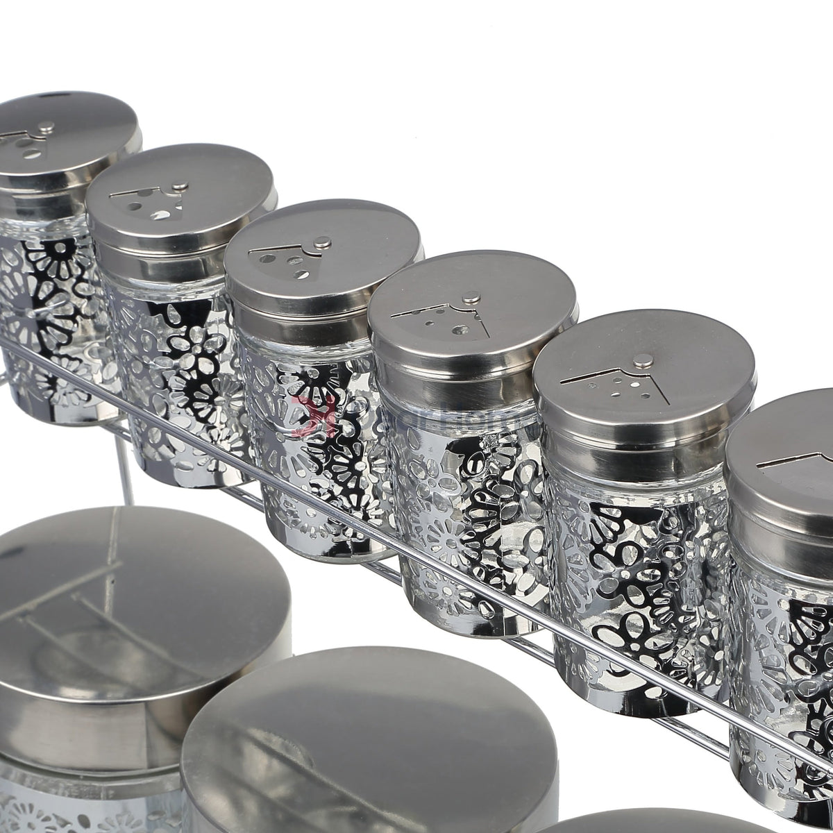 Stainless Flower 9 Pcs Spice Set + Stand