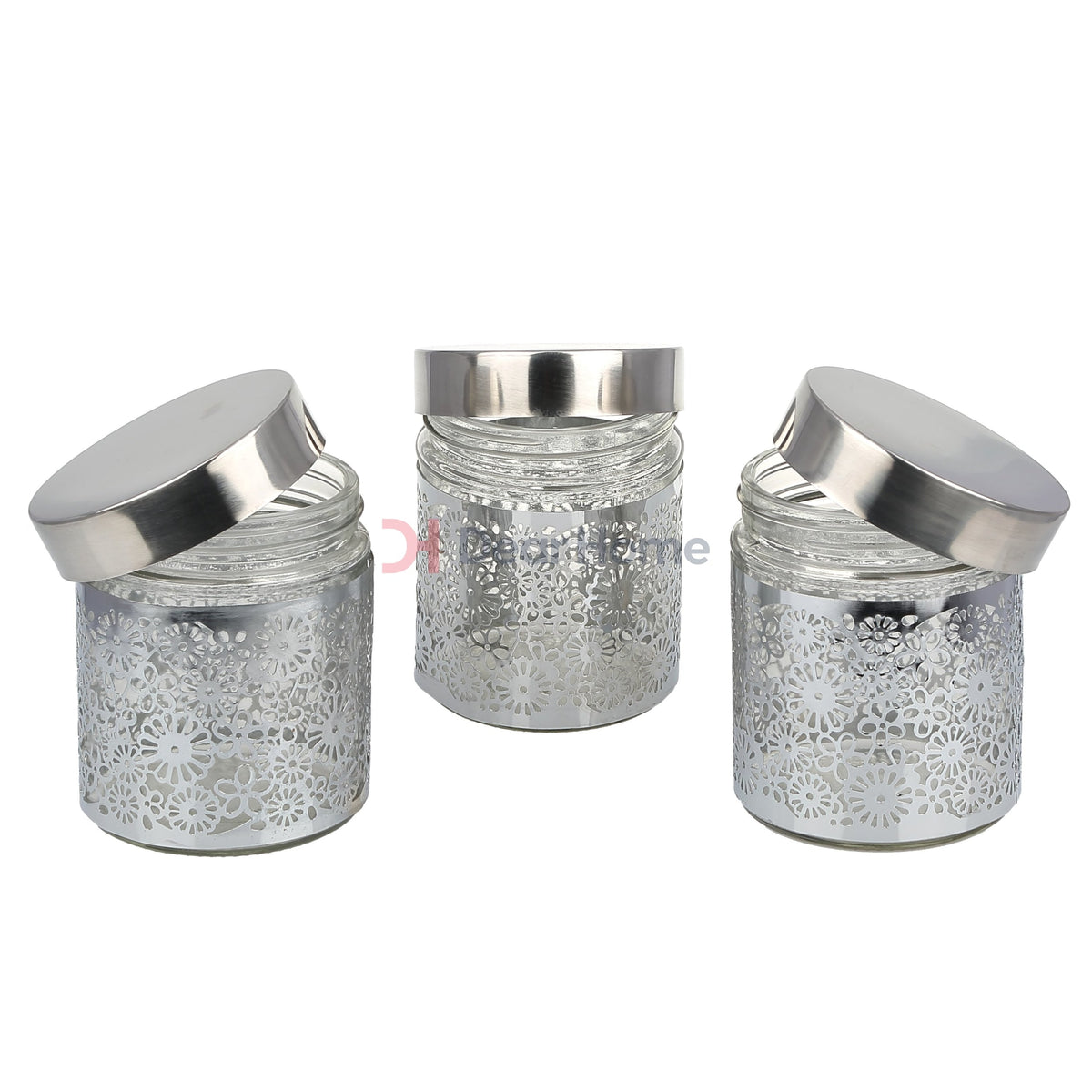 Stainless Flower Small 3 Pcs Jars Set