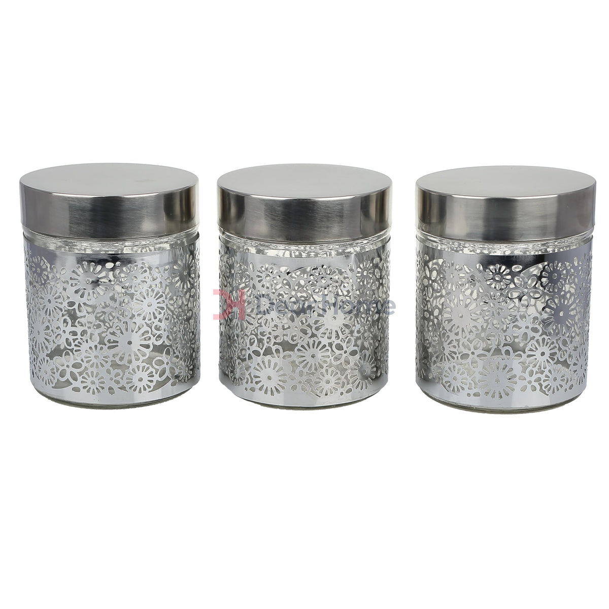Stainless Flower Small 3 Pcs Jars Set