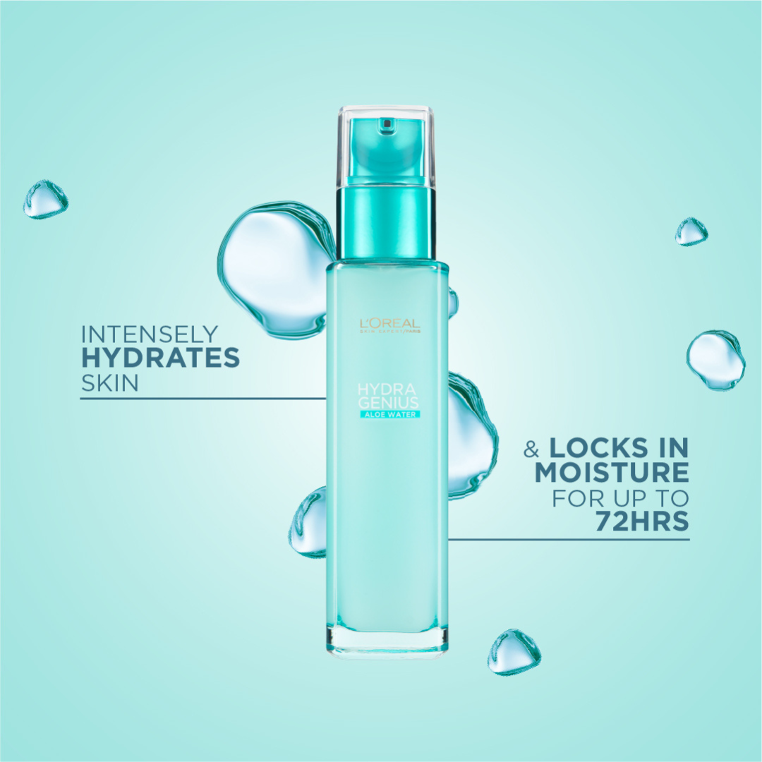 L'Oréal Paris, Hydra Genius, Water-Based Gel Facial Moisturiser, with Aloe Vera, for Dry and Sensitive Skin, 70ml