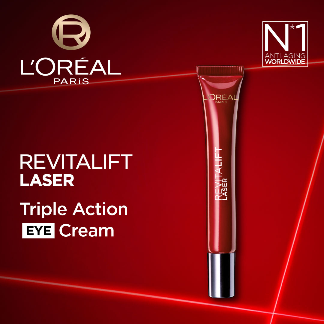 L'Oréal Paris, Revitalift Laser, Triple Action Anti-Aging Eye Cream, for Eye Contour Renewal, Eye Bags Depuffing, and Wrinkles Reduction, with Pro-Retinol 15ml