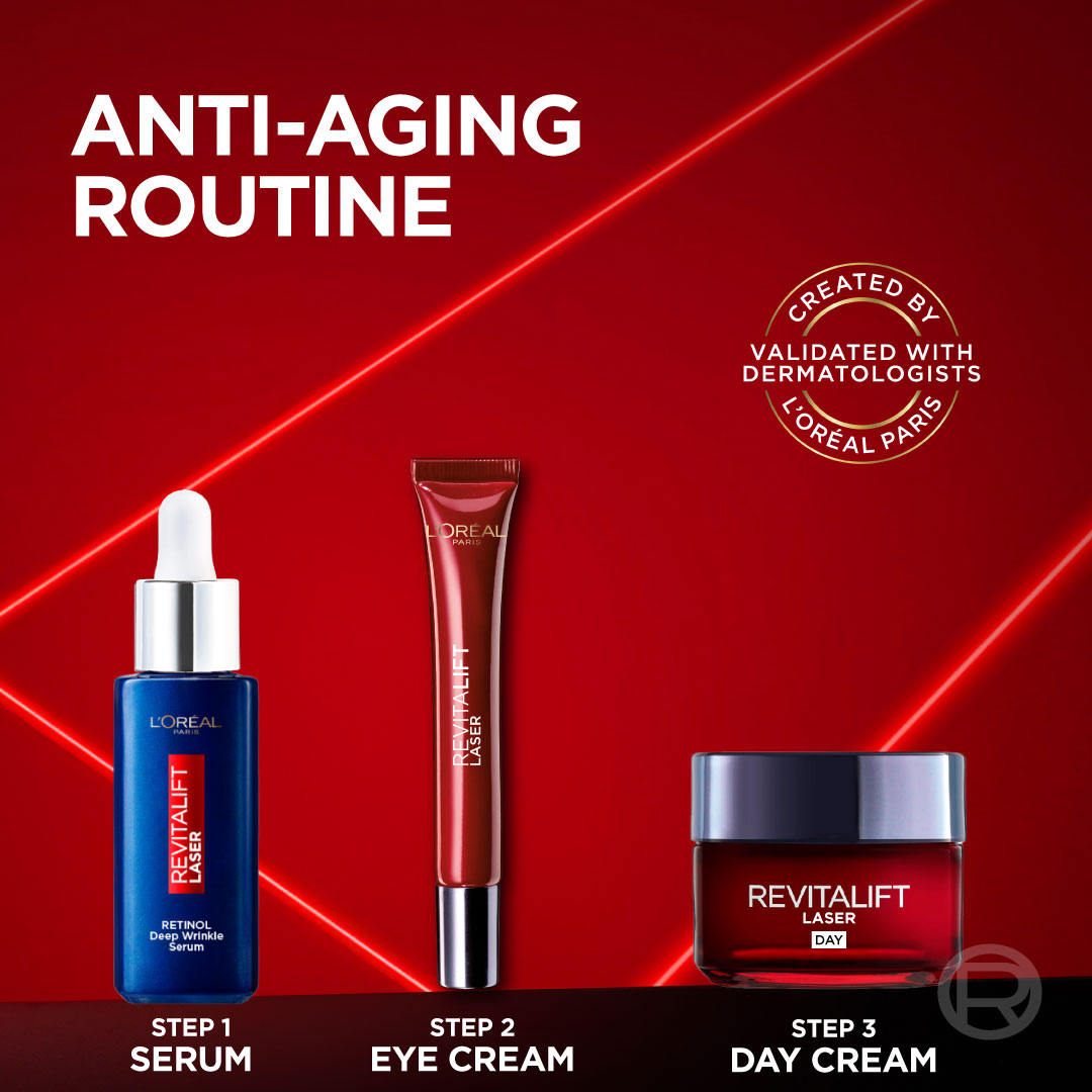 L'Oréal Paris, Revitalift Laser, Triple Action Anti-Aging Eye Cream, for Eye Contour Renewal, Eye Bags Depuffing, and Wrinkles Reduction, with Pro-Retinol 15ml