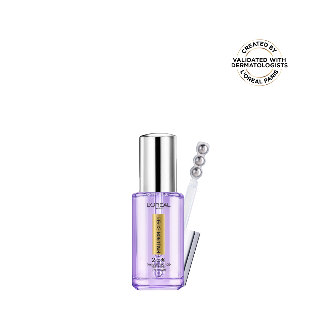 L’Oréal Paris, Hyaluron Expert Eye Serum, Targeted Eye Contour Treatment for Hydration and Plump, with Hyaluronic Acid and Caffeine, 20ml