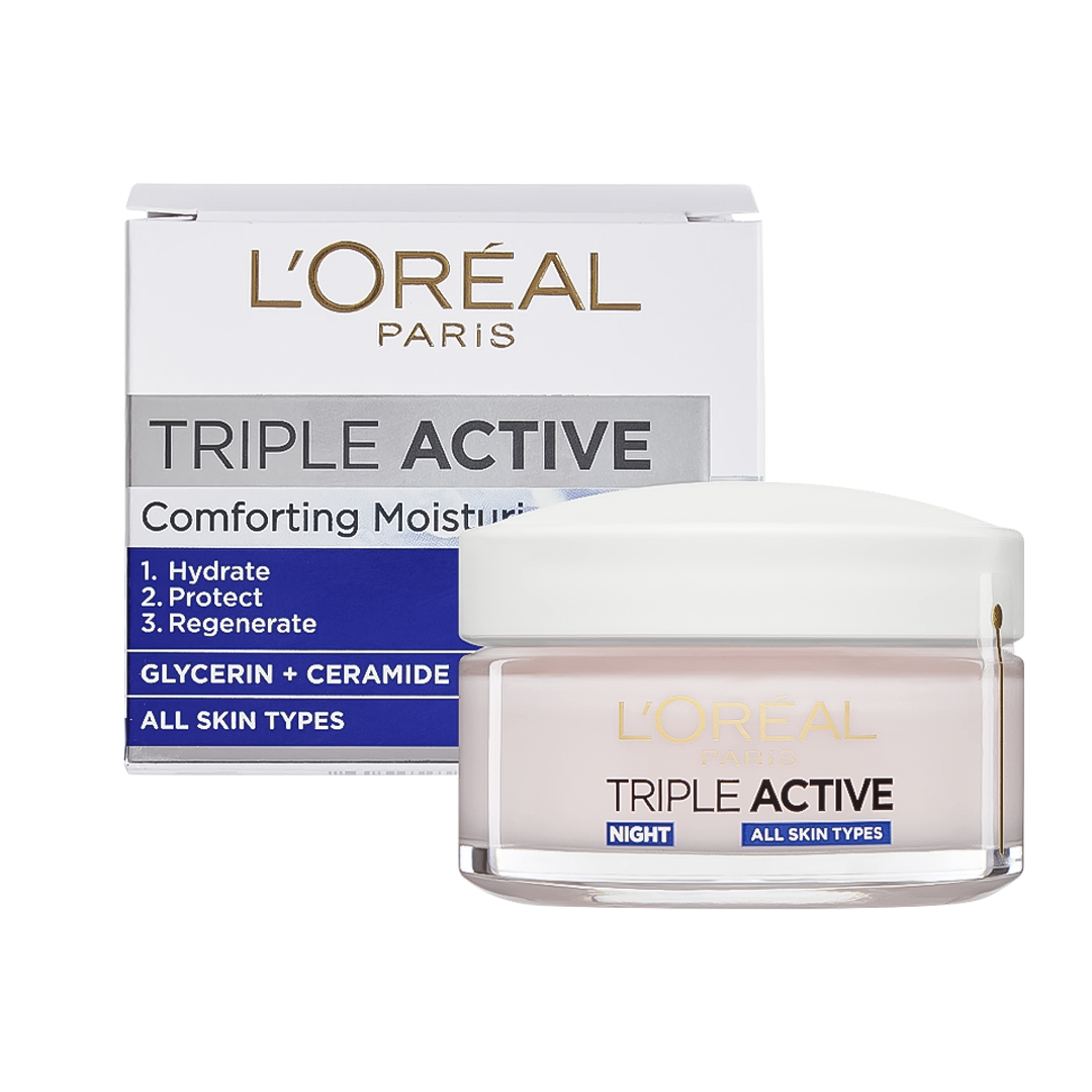 L'oreal Triple Active 24Hr Comforting Moisturiser Night Cream - 50ml - Medaid International