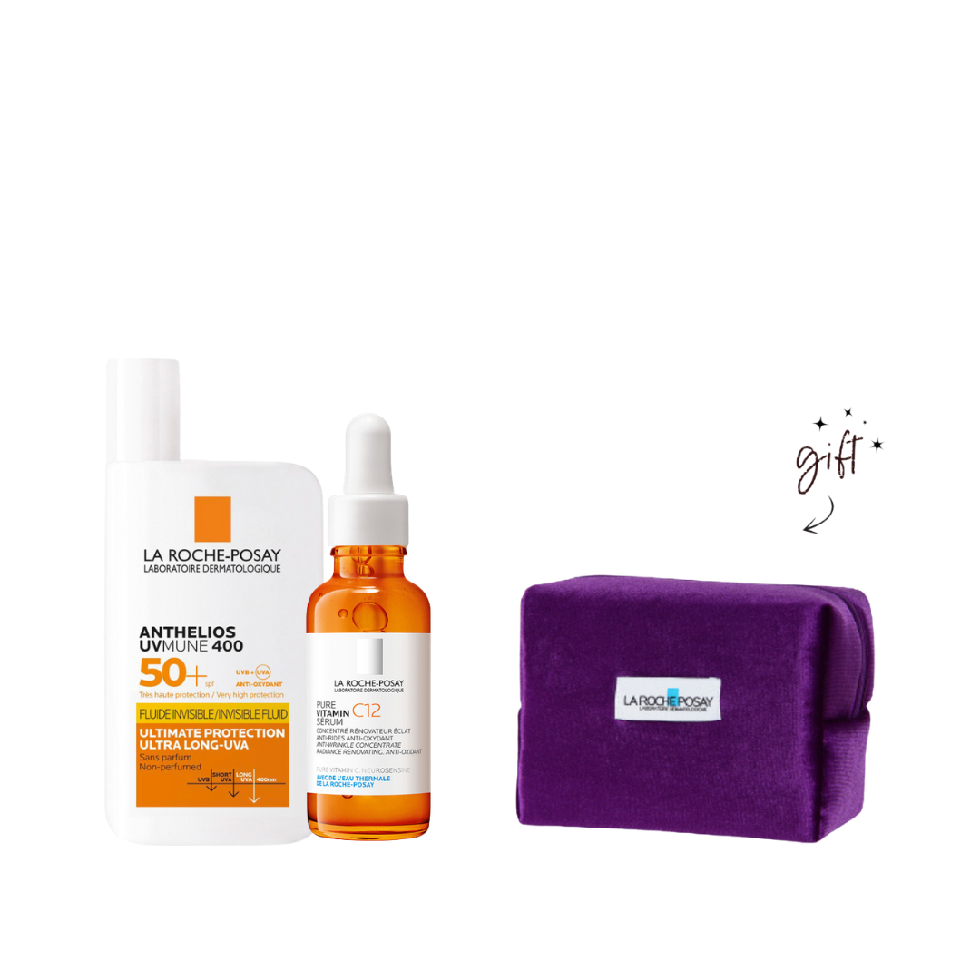 La Roche-Posay Anthelios Sunscreen And Pure Vitamin C12 + Free Pouch Bundle