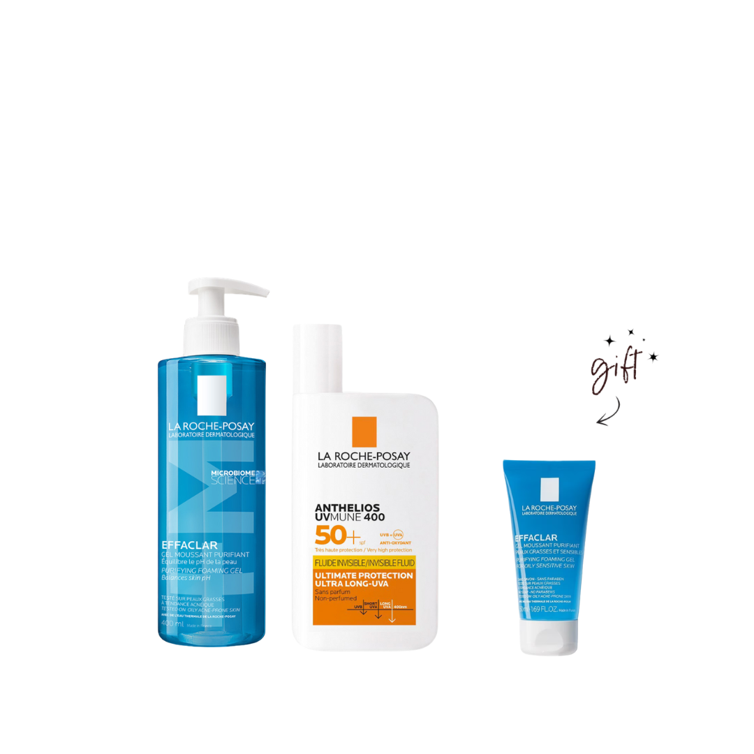La Roche-Posay Effaclar Acne And Anthelios Sunscreen + Free Effaclar Gel Bundle