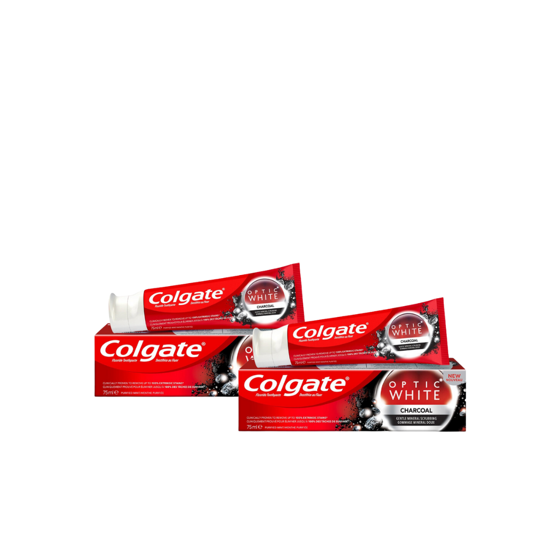 Colgate Optic White Charcoal Toothpaste Duo Bundle - Medaid
