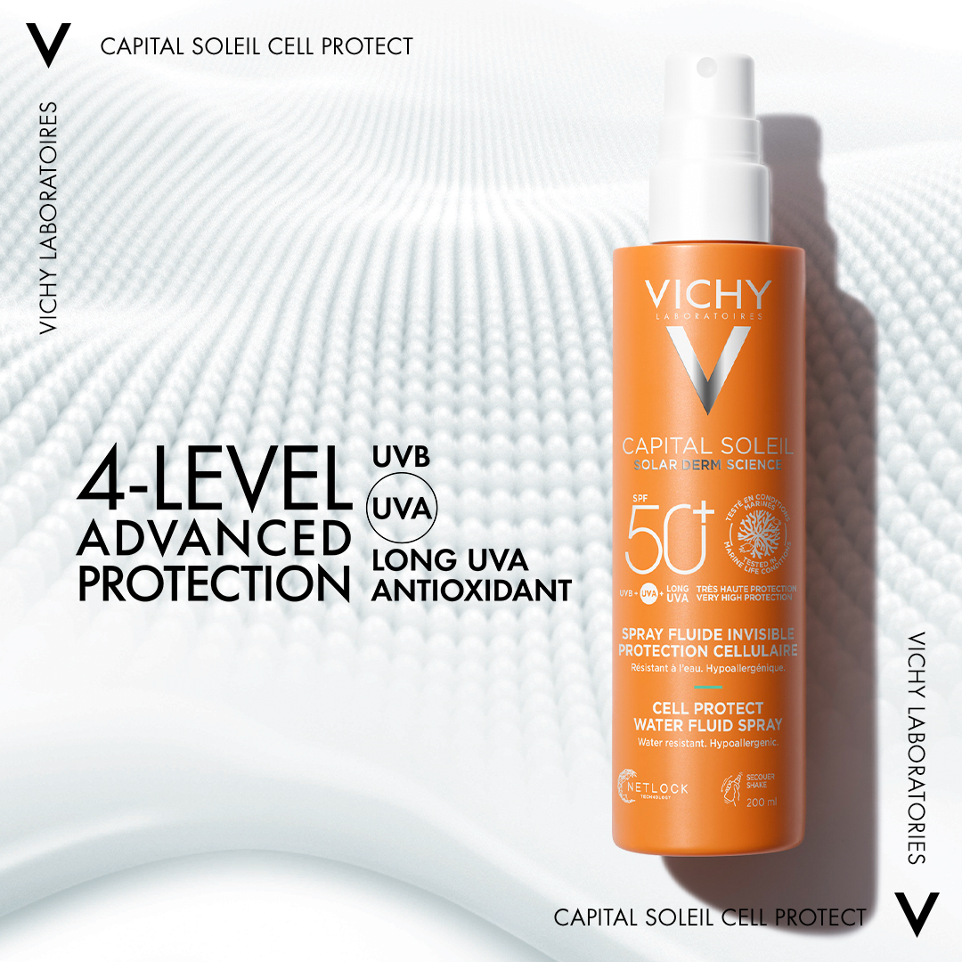 Vichy Capital Soleil Invisible Fluid Sunscreen Spray SPF50+ For Face And Body 200ml