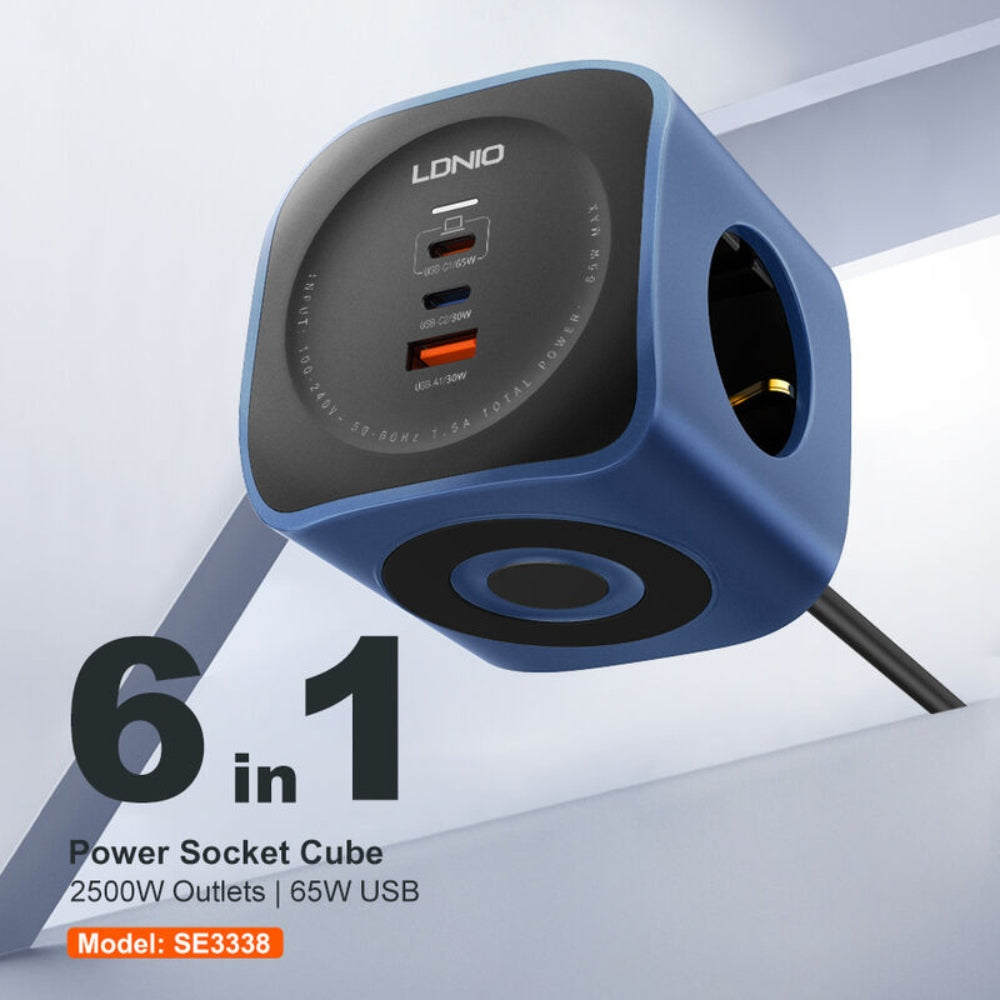 Ldnio 2500W Wall Socket 65W USB Charing Port