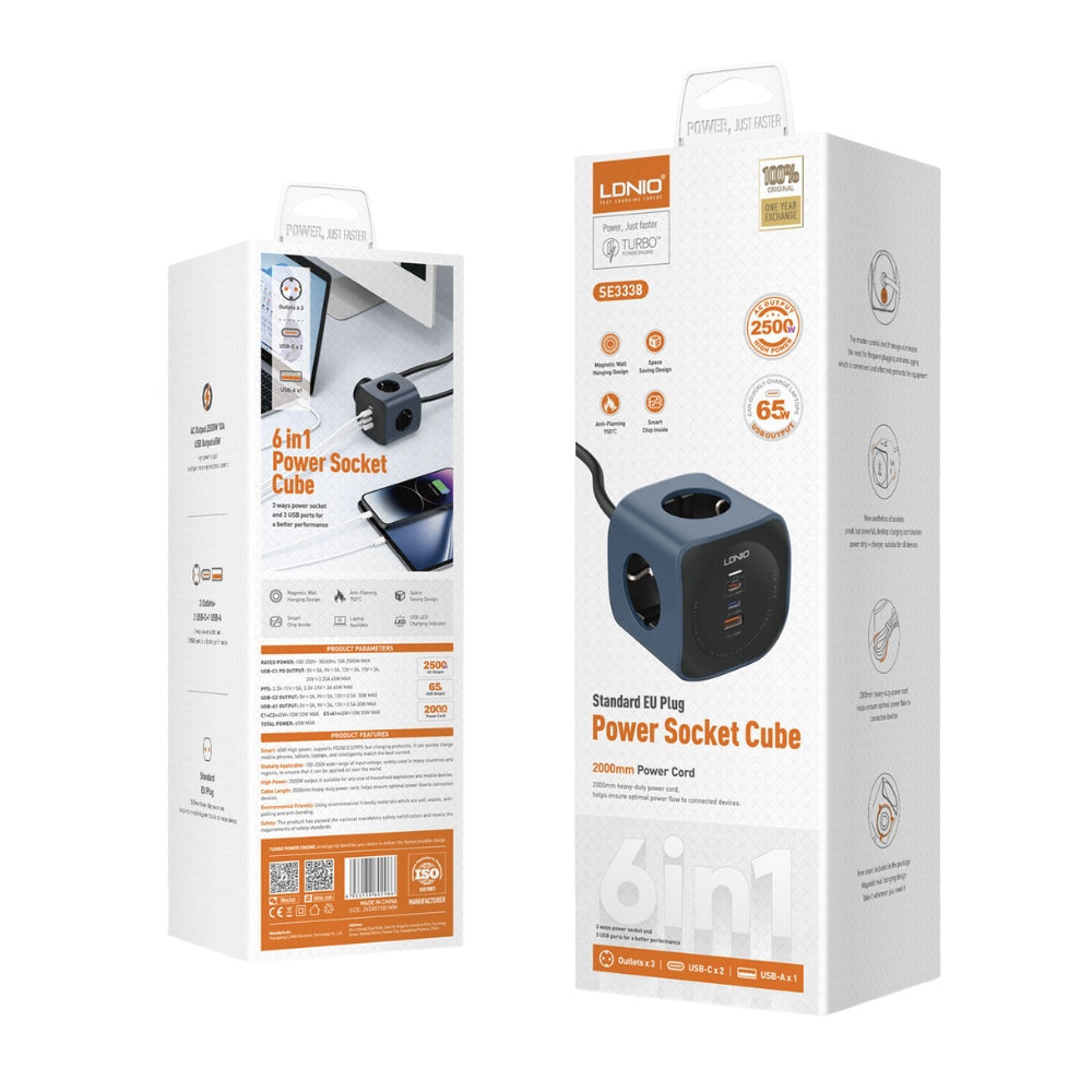 Ldnio 2500W Wall Socket 65W USB Charing Port