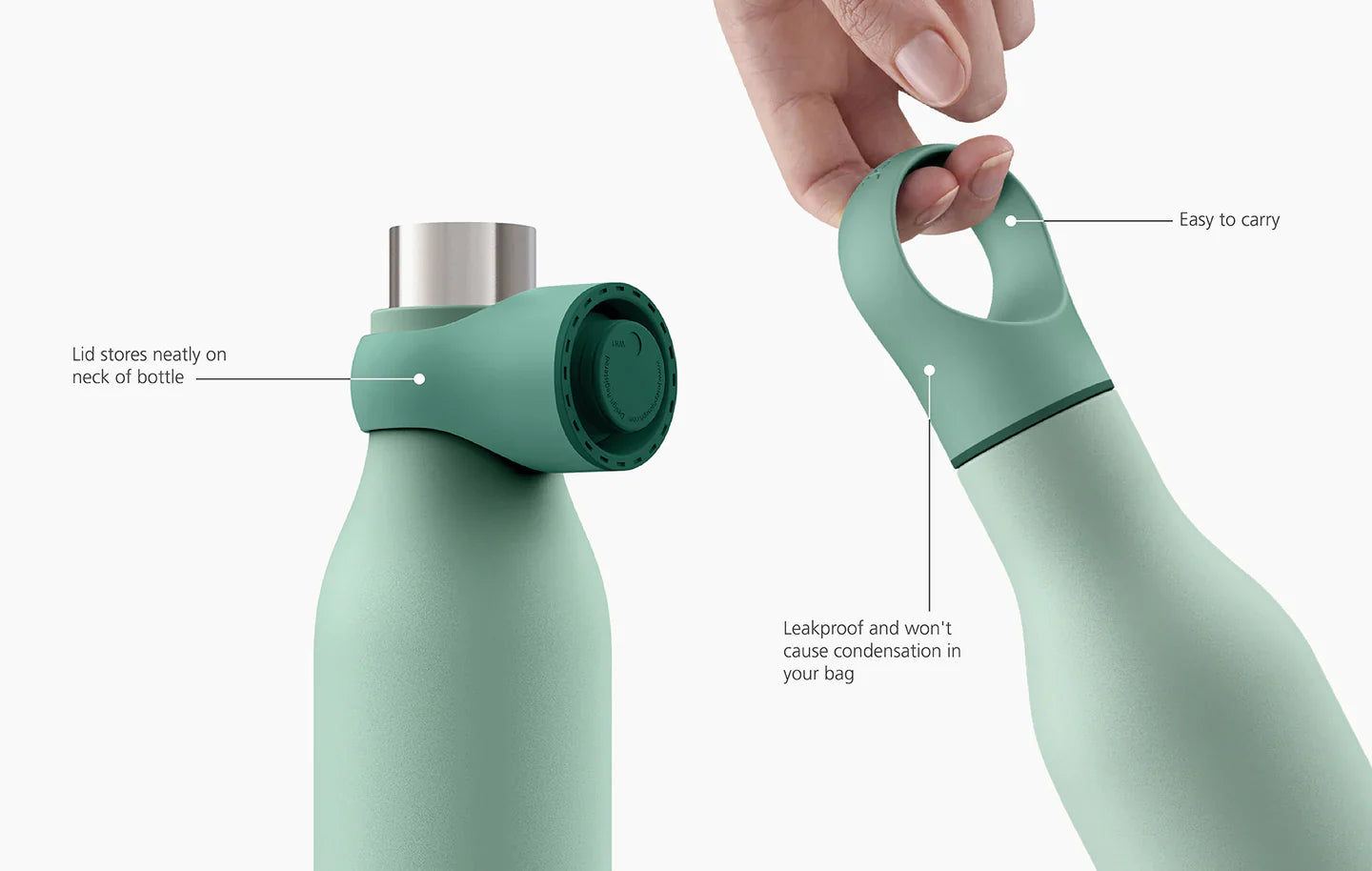 Joseph Joseph Loop™ 500ml Stainless-steel Vacuum Insulated Water Bottle Green