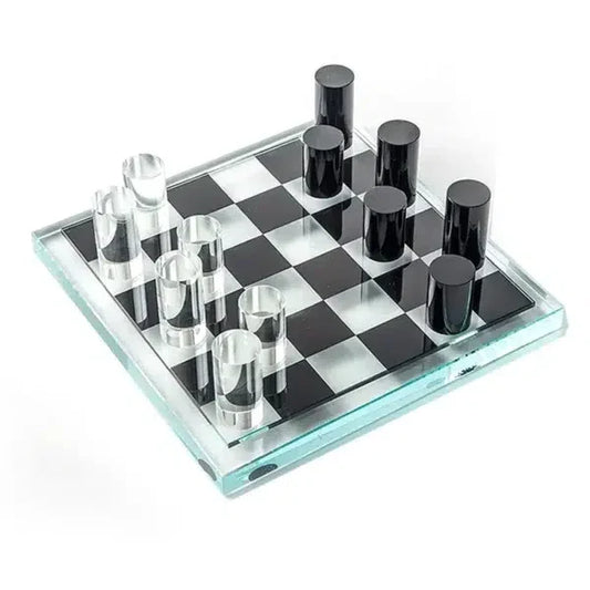 Luxury Crystal Glass Tic Tac Toe Game Set with Black Base Centerpiece Ornament Artwork for Living Room Tabletop Office Home Decoration - Medaid International