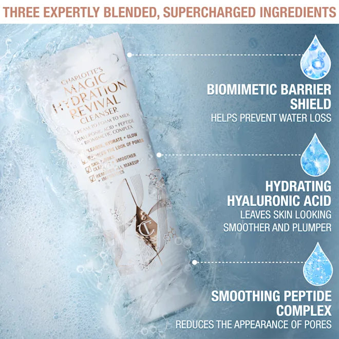 CHARLOTTE'S MAGIC HYDRATION REVIVAL CLEANSER 120 ML 3-in-1 foaming cleanser to hydrate