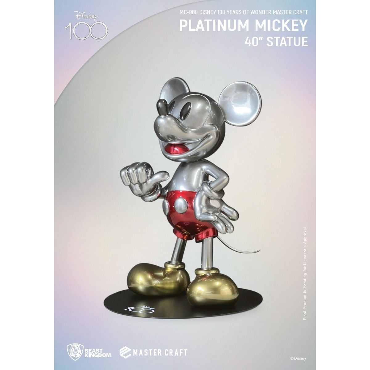 Disney 100 Years of Wonder Master Craft Platinum Mickey 40" Statue - Medaid International